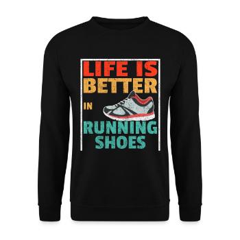 Sport Rennen Marathon sportlich Geschenk Fit - Unisex Pullover - Schwarz - Vorne - Alina (178cm) & Michal (187cm)