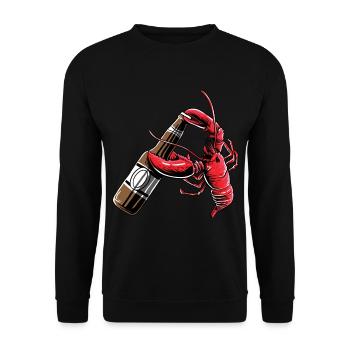 Beer Drinking Lobster Funny Craft Beer Shirt - Unisex Sweatshirt - black - Front - Alina (178cm) & Michal (187cm)