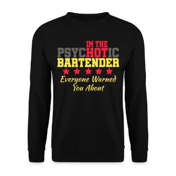 Der psychotische Barkeeper Shots Party Alcohol vertraut mir - Unisex Pullover - Schwarz - Vorne - Alina (178cm) & Michal (187cm)