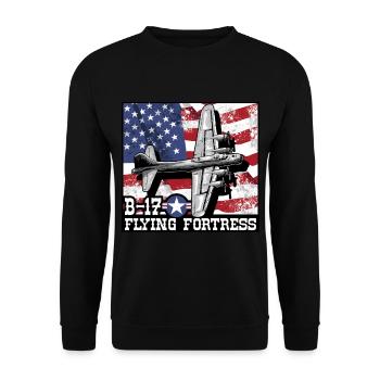 B17 Flying Fortress Bomber WW2 Flugzeug Luftwaffe - Unisex Pullover - Schwarz - Vorne - Alina (178cm) & Michal (187cm)
