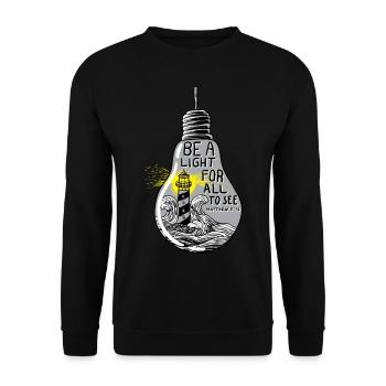 Inspirational Zitat der Bibel Seien Sie ein Licht für alle - Unisex Pullover - Schwarz - Vorne - Alina (178cm) & Michal (187cm)