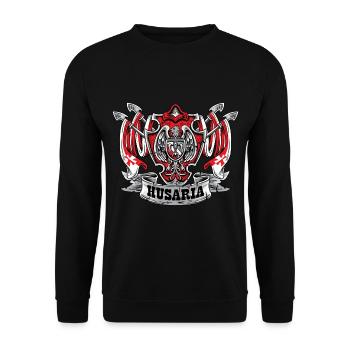 Polnische Hussar Polska Husaria Shirt Geschenk für Polen - Unisex Pullover - Schwarz - Vorne - Alina (178cm) & Michal (187cm)