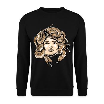 Chemise de mythologie grecque - serpent de monstre tête de méduse - Sweat-shirt Unisexe - noir - Devant - Alina (178cm) & Michal (187cm)
