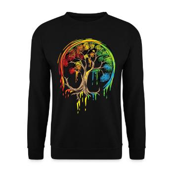 Colorful Tree Life is really good Tree Art Shirt - Unisex Sweatshirt - black - Front - Alina (178cm) & Michal (187cm)