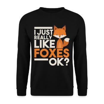 J'aime vraiment les renards Ok TShirt - Sweat-shirt Unisexe - noir - Devant - Alina (178cm) & Michal (187cm)