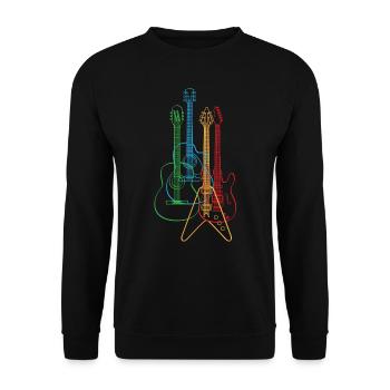 Chemise de guitare classique électrique acoustique colorée - Sweat-shirt Unisexe - noir - Devant - Alina (178cm) & Michal (187cm)