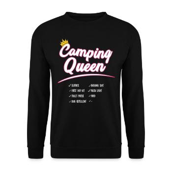 Camping funny Shirt - camping queen outdoor nature - Unisex Sweatshirt - black - Front - Alina (178cm) & Michal (187cm)