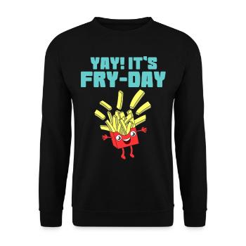 Awesome Trend Design Fryday Tshirt Yay It's Fry - Unisex Sweatshirt - black - Front - Alina (178cm) & Michal (187cm)