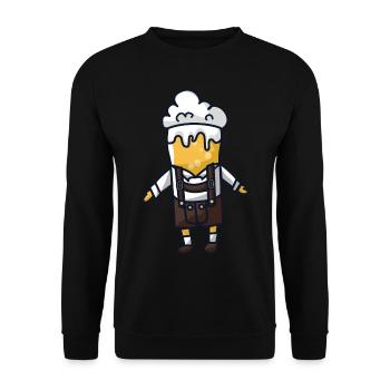Bier Lederhose Tracht - Unisex Pullover - Schwarz - Vorne - Alina (178cm) & Michal (187cm)