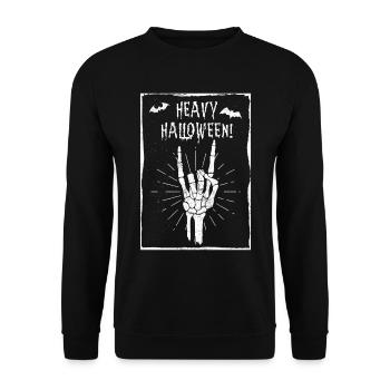 Devil Greeting Headbanger Halloween Gift Metal - Unisex Sweatshirt - black - Front - Alina (178cm) & Michal (187cm)