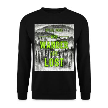 Nicht alle, die wandern, sind verlorenes wanderndes Hemd - Unisex Pullover - Schwarz - Vorne - Alina (178cm) & Michal (187cm)