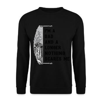 Ich bin ein Vater und ein Holzfällerhemd - Unisex Pullover - Schwarz - Vorne - Alina (178cm) & Michal (187cm)