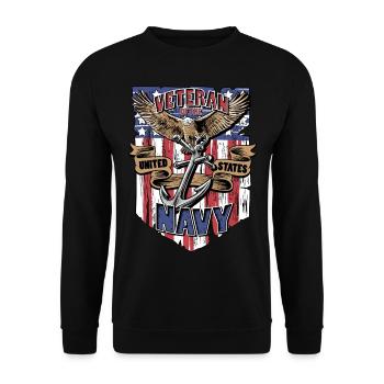 Us-Marine Veteran blaue Linie American Flag Shirt - Unisex Pullover - Schwarz - Vorne - Alina (178cm) & Michal (187cm)