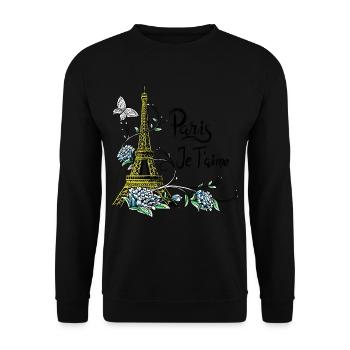 Paris-Hemd Eiffelturm Je taime Paris Frankreich - Unisex Pullover - Schwarz - Vorne - Alina (178cm) & Michal (187cm)