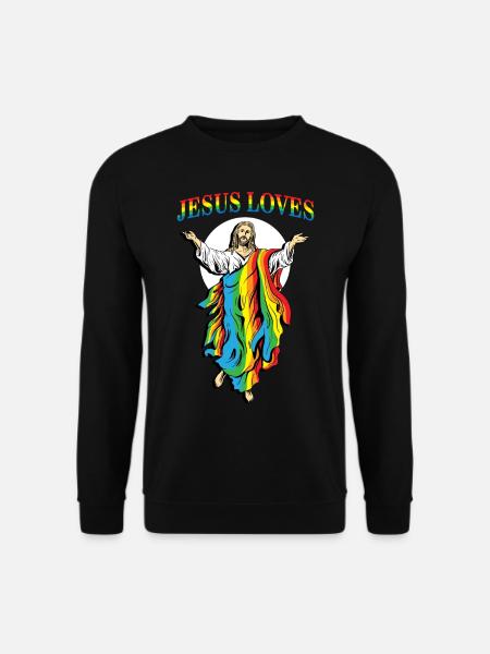 Jesus loves gay pride rainbow LGBT tshirt - Unisex Sweatshirt - black