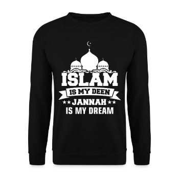 Islam ist meine deen jannah ist mein Traum muslim isch - Unisex Pullover - Schwarz - Vorne - Alina (178cm) & Michal (187cm)