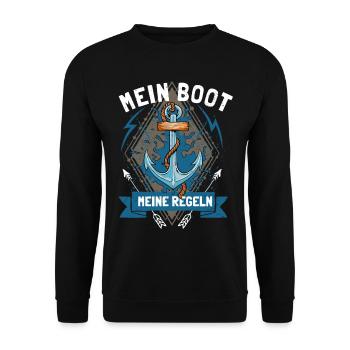 My boat My rules Ship captain - Unisex Sweatshirt - black - Front - Alina (178cm) & Michal (187cm)