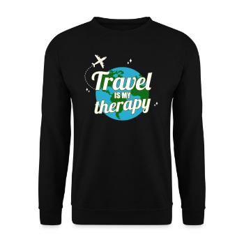 Reisen ist mein Therapie Traveller Wanderlust Shirt - Unisex Pullover - Schwarz - Vorne - Alina (178cm) & Michal (187cm)