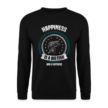 Glück ist ein großes Fisch-und Zeuge-Fischer-T-Stück - Unisex Pullover - Schwarz - Vorne - Alina (178cm) & Michal (187cm)