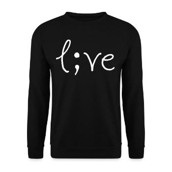 Projekt Semikolon Live Depression Suicide Geschenk - Unisex Pullover - Schwarz - Vorne - Alina (178cm) & Michal (187cm)
