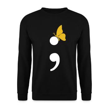 Projet de cadeau de suicide de papillon de point-virgule - Sweat-shirt Unisexe - noir - Devant - Alina (178cm) & Michal (187cm)