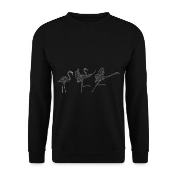 0035.2 Three polygon flamingos (mirrored) - Unisex Sweatshirt - black - Front - Alina (178cm) & Michal (187cm)