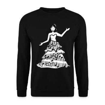 Tänzerin im Pianokleid - Unisex Pullover - Schwarz - Vorne - Alina (178cm) & Michal (187cm)