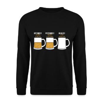Realists Quote TShirt Design Beer Glass - Unisex Sweatshirt - black - Front - Alina (178cm) & Michal (187cm)