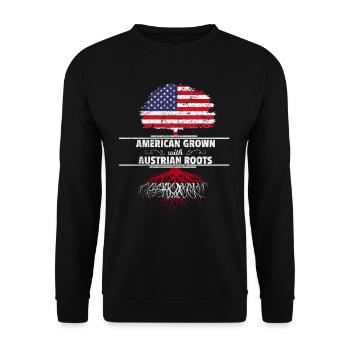 Autriche racines Amérique USA drapeau arbre de naissance - Sweat-shirt Unisexe - noir - Devant - Alina (178cm) & Michal (187cm)