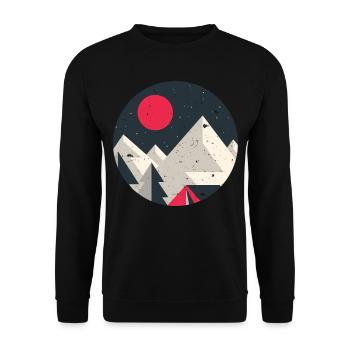 Minimal Mountains Geometry Outdoor Hiking T-Shirt - Unisex Sweatshirt - black - Front - Alina (178cm) & Michal (187cm)