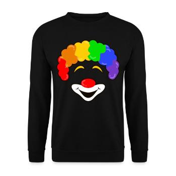 Regenbogen Clown Smiling Halloween Jester Joker Gesicht dunkel - Unisex Pullover - Schwarz - Vorne - Alina (178cm) & Michal (187cm)