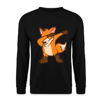 Funny Dabbing Fox Dab Dance Gift - Unisex Sweatshirt - black - Front - Alina (178cm) & Michal (187cm)