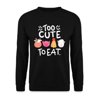 Trop mignon pour manger cadeau végétalien végétalien vegan - Sweat-shirt Unisexe - noir - Devant - Alina (178cm) & Michal (187cm)
