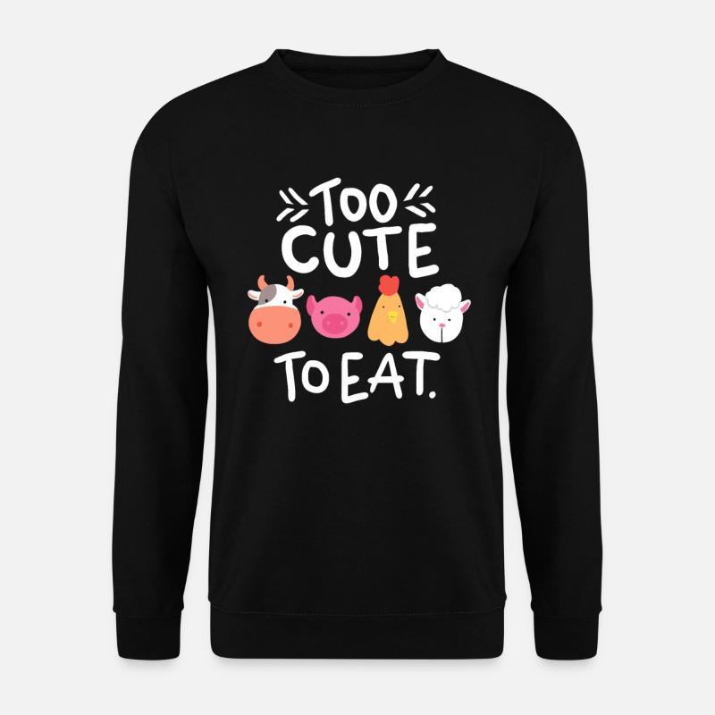 Too cute to eat Geschenk Veganer Vegetarier Vegan - Unisex Pullover - Schwarz