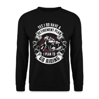 Motorrad Biker Tour Geschenk Cool Mann mit Indura - Unisex Pullover - Schwarz - Vorne - Alina (178cm) & Michal (187cm)