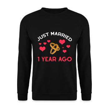 1 Year Together Just Married anniversary Gift - Unisex Pullover - Schwarz - Vorne - Alina (178cm) & Michal (187cm)
