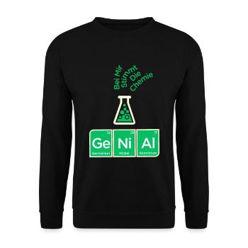 Genial Chemie breaking reaktion spruch abi lustig - Unisex Pullover - Schwarz - Vorne - Alina (178cm) & Michal (187cm)
