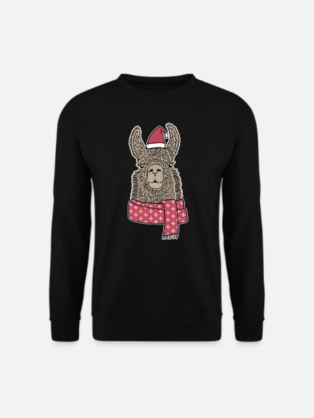 Top Weihnachts-Lama Ugly X-Mas Alpaka Schal Mütze - Unisex Pullover - Schwarz
