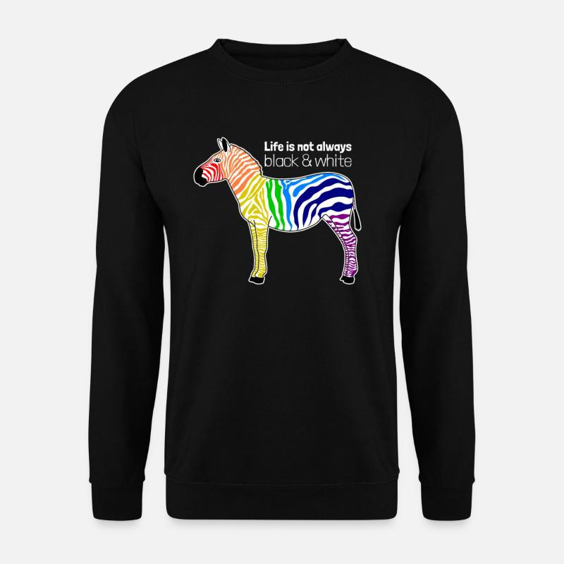 Buntes Zebra Regenbogen Positiver Spruch Geschenk - Unisex Pullover - Schwarz