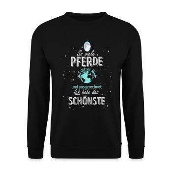 Pferd Pferdesprüche Reiterin Reitsport Geschenk - Unisex Pullover - Schwarz - Vorne - Alina (178cm) & Michal (187cm)