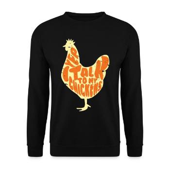 Je parle à mes poules t-shirts Aime les poules à la ferme - Sweat-shirt Unisexe - noir - Devant - Alina (178cm) & Michal (187cm)