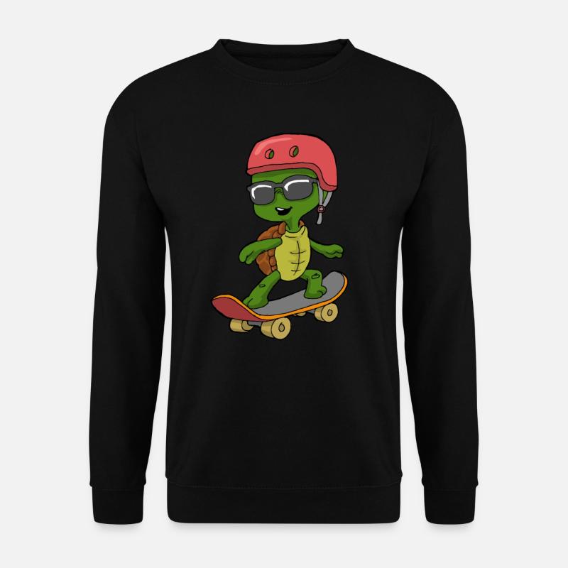 Schildkröte Cool mit Sonnenbrille auf Skateboard - Unisex Pullover - Schwarz
