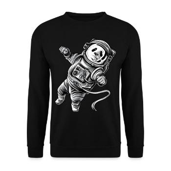 Astronaut Panda im Weltraum Panda Bear Astropanda - Unisex Pullover - Schwarz - Vorne - Alina (178cm) & Michal (187cm)