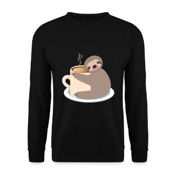 Sloth sweet coffee / cocoa cup Hot gift idea - Unisex Sweatshirt - black - Front - Alina (178cm) & Michal (187cm)