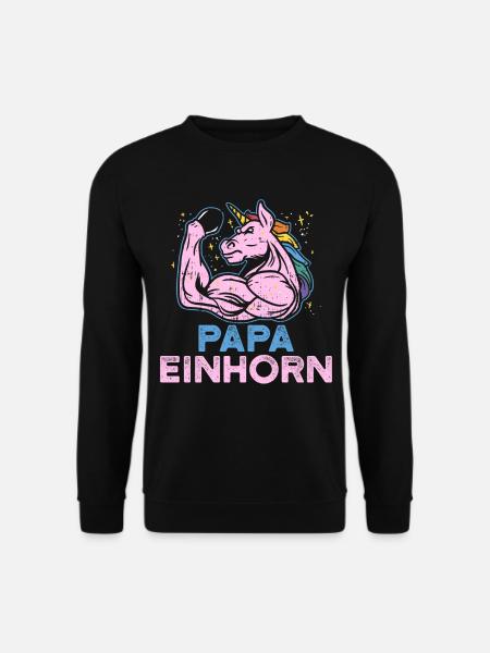 Fitness Geschenk Papa Einhorn Muskeln Männlich Fun - Unisex Pullover - Schwarz