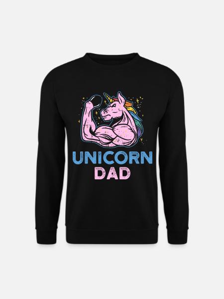 Fitness Geschenk Papa Einhorn Muskeln Männlich Fun - Unisex Pullover - Schwarz