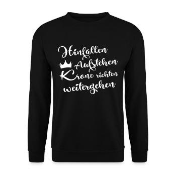 Hinfallen aufstehen krone richten weitergehen - Unisex Pullover - Schwarz - Vorne - Alina (178cm) & Michal (187cm)