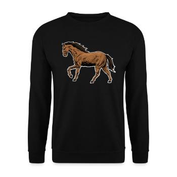 Pferdenarr Pferdemädchen Reiterin Pony Reitsport - Unisex Pullover - Schwarz - Vorne - Alina (178cm) & Michal (187cm)