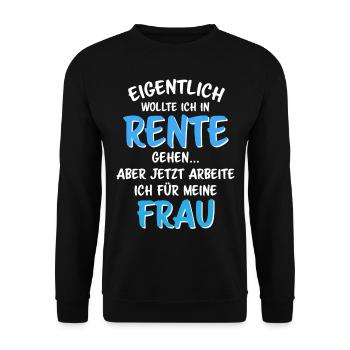 lustiges Geschenk Rente Ruhestand Pension Opa Papa - Unisex Pullover - Schwarz - Vorne - Alina (178cm) & Michal (187cm)