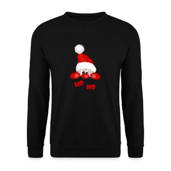 Merry Christmas Weihnachten ho ho Weihnachtsmann - Unisex Pullover - Schwarz - Vorne - Alina (178cm) & Michal (187cm)